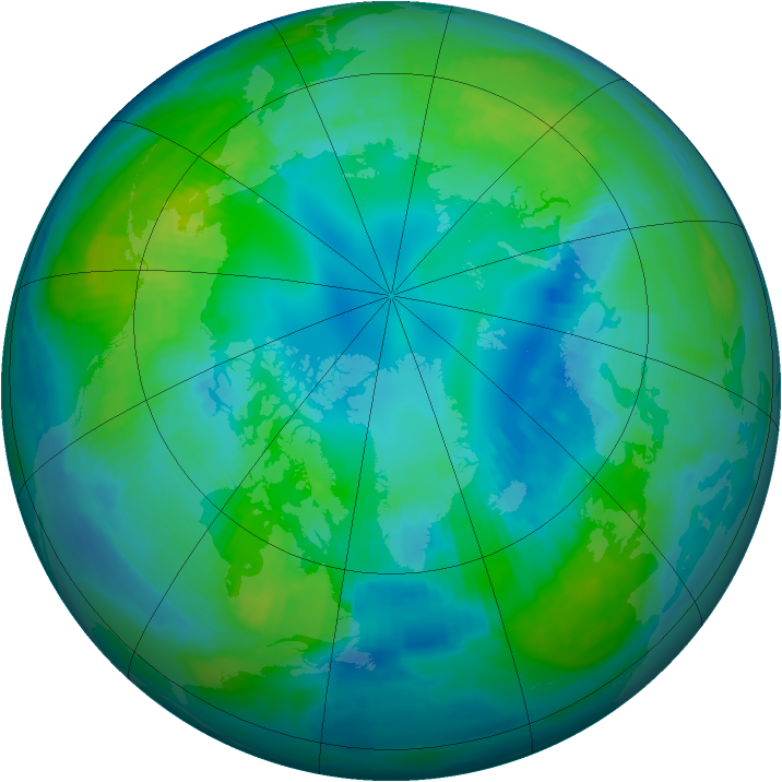 Arctic ozone map for 24 October 1999